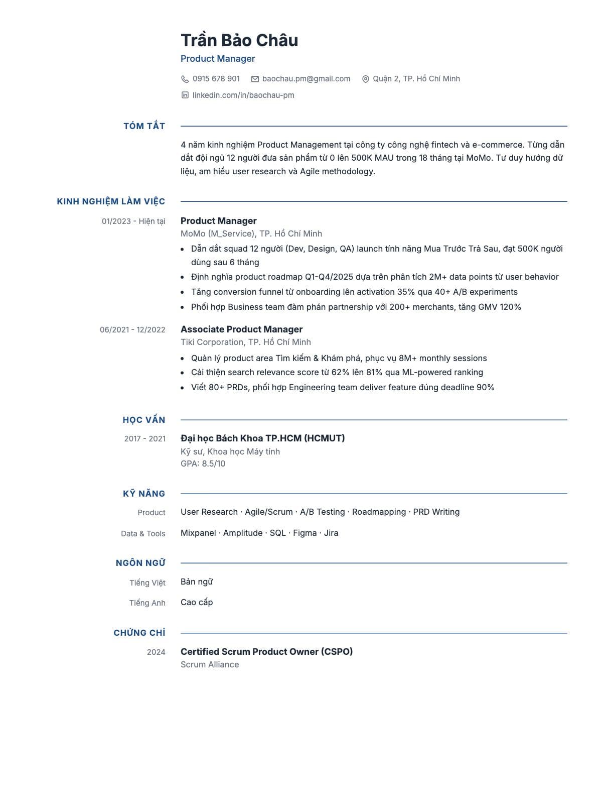 Mẫu CV Brussels kiểu Europass
