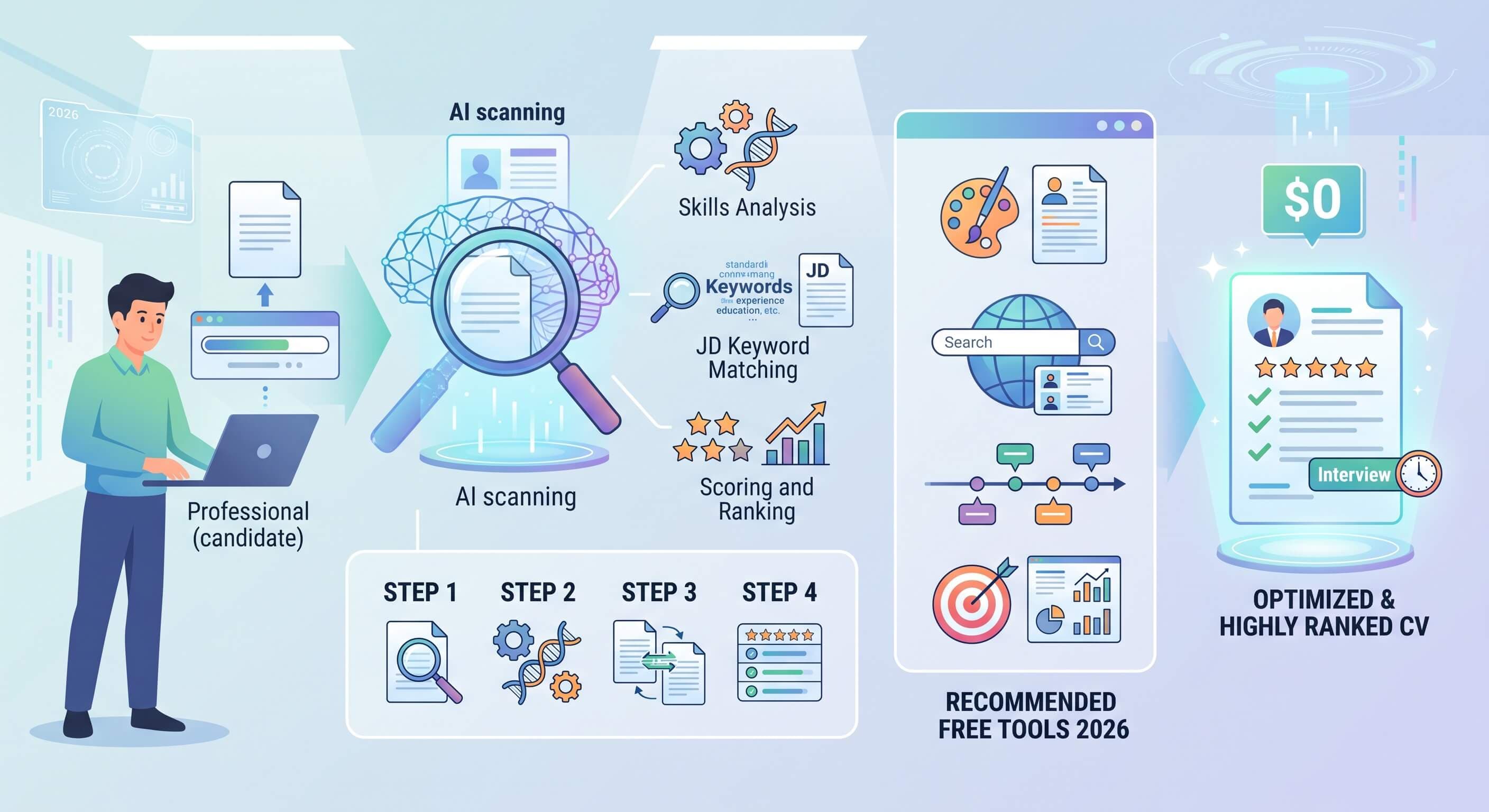 Đánh giá CV online: hướng dẫn từng bước và công cụ miễn phí 2026
