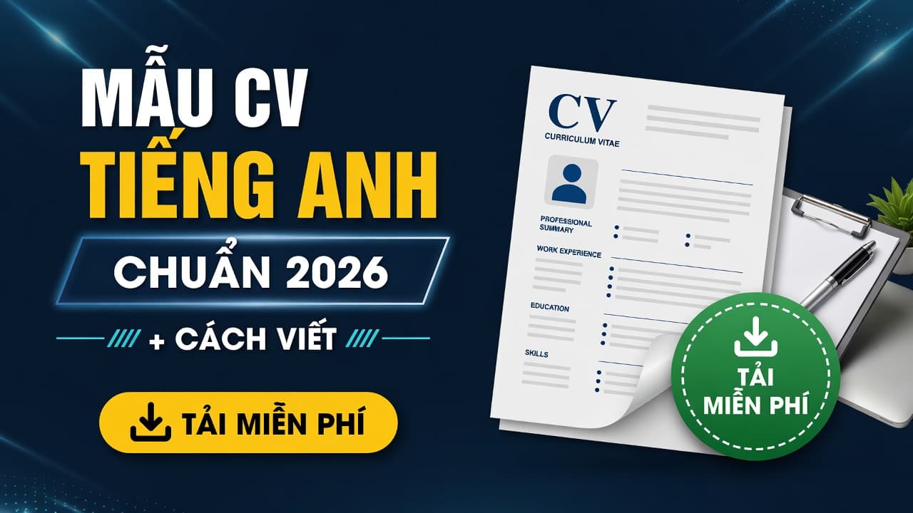 Mẫu CV Tiếng Anh Chuẩn 2026 + Cách Viết (Tải Miễn Phí)