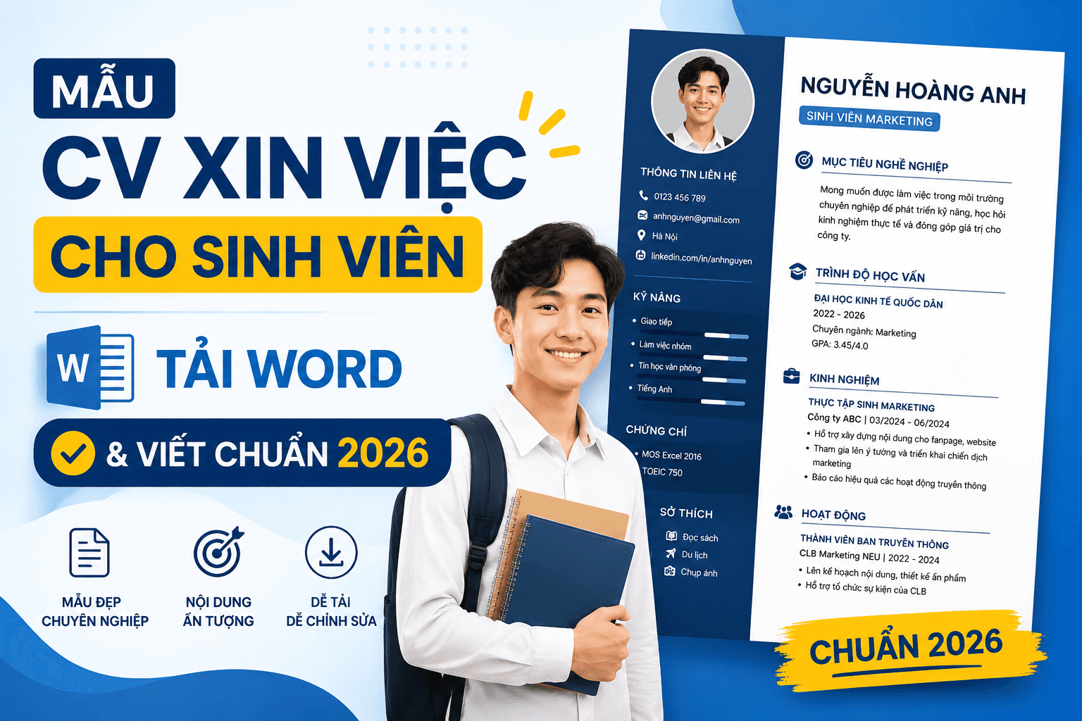 Mẫu CV Xin Việc Cho Sinh Viên: Tải Word & Viết Chuẩn 2026
